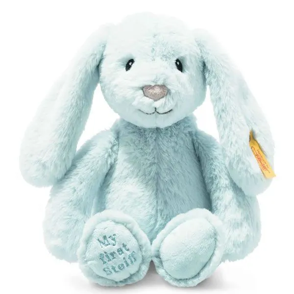 My First Steiff Hoppie Rabbit Blue Baby Toy