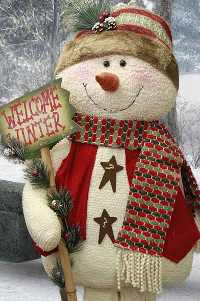 Yule Snowman with Sign