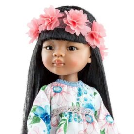Las Amigas Doll - Meily with White Dress with Blue Flowers and A Flower Crown - Paola Reina