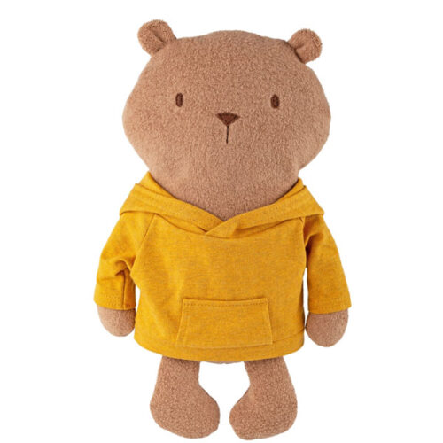 Mister O'lui Plush Toy (with Yellow Hoodie) The Sigikid Collection / Mister O'Lui's Line This plush "beaverbear" Mister O'Lui is so utterly endearing; after all, one of the beaverbear's traits is that he is so completely different from other bears! His shell is made of cotton teddy fleece, and he is dressed in his favourite hoody, which can removed.